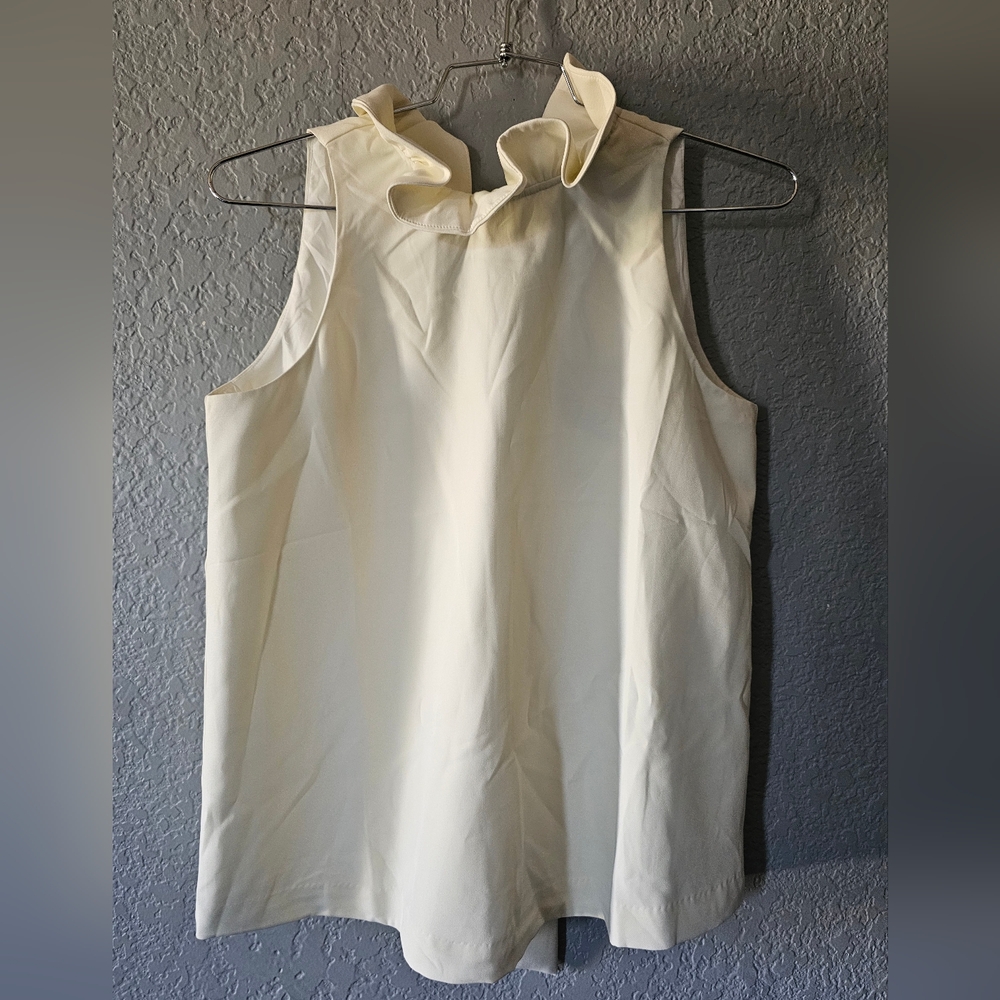 Tuckernuck Ivory Mason Blouse sz S Sleeveless Top Ruffle Bow Tie NWT